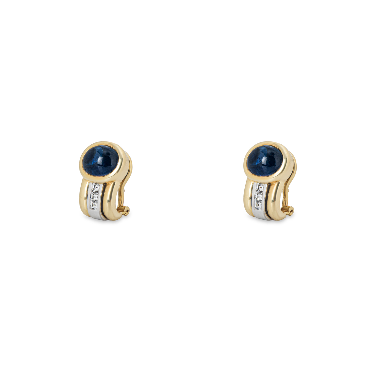 Yellow Gold Diamond and Sapphire Earrings